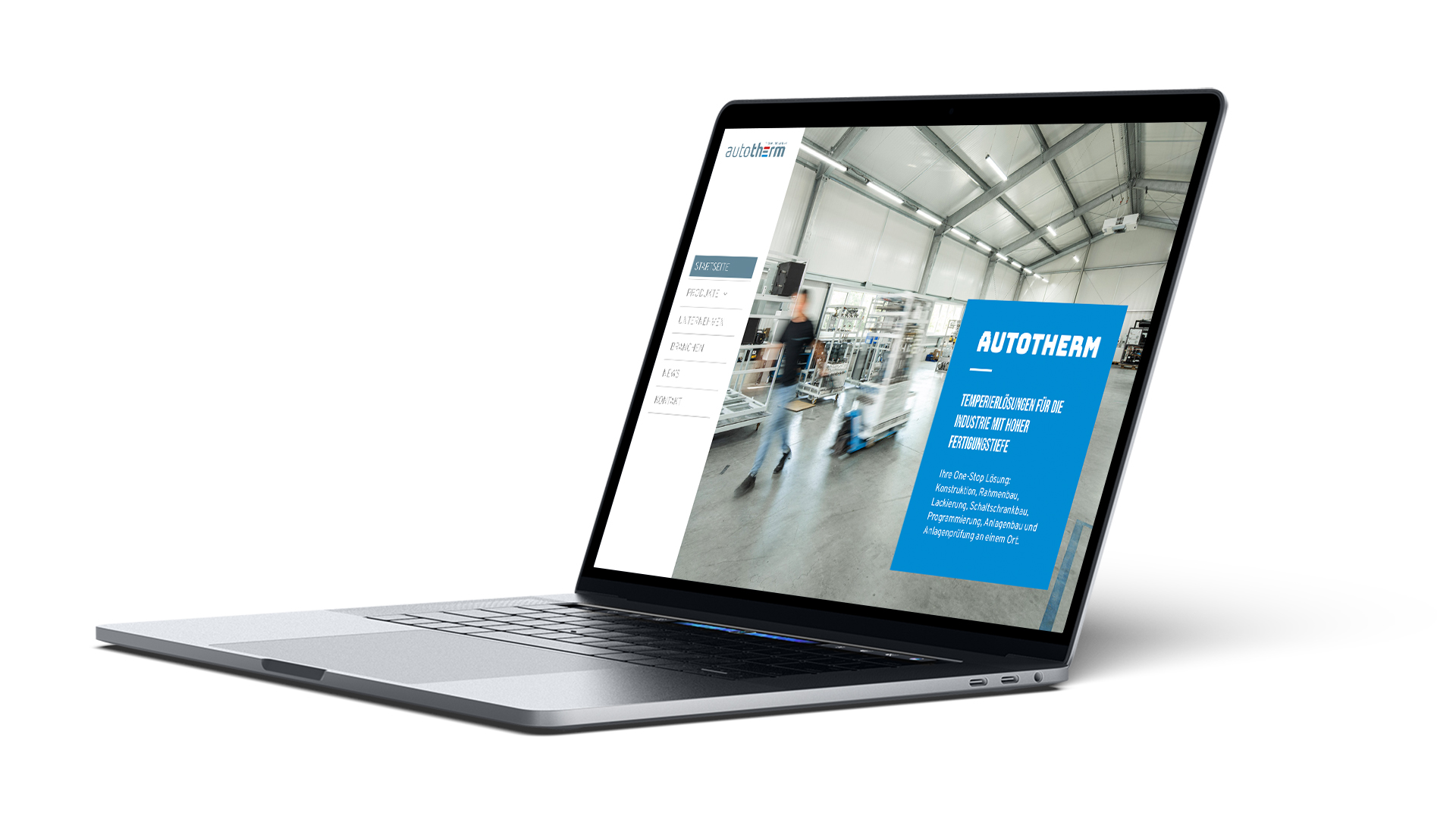 Die Webseite autotherm.net auf einem Laptop